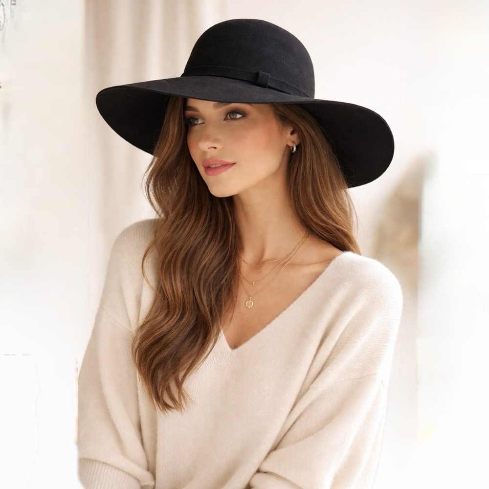Tart California 100% Wool Floppy Wide Brimmed Hat One Size Gray Brown Old Money